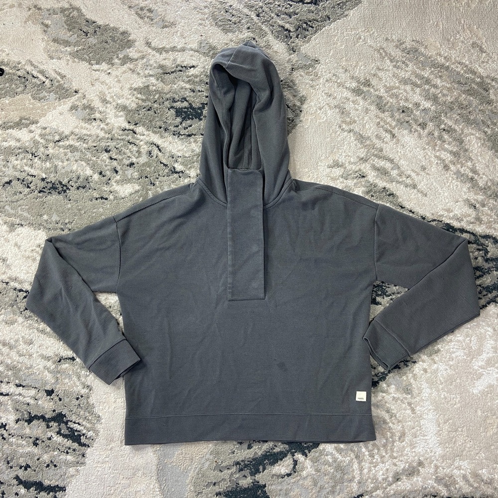 Vuori Halo Performance Hoodie Womens XS Gray Thermal Waffle Knit Casual 1/4 Snap